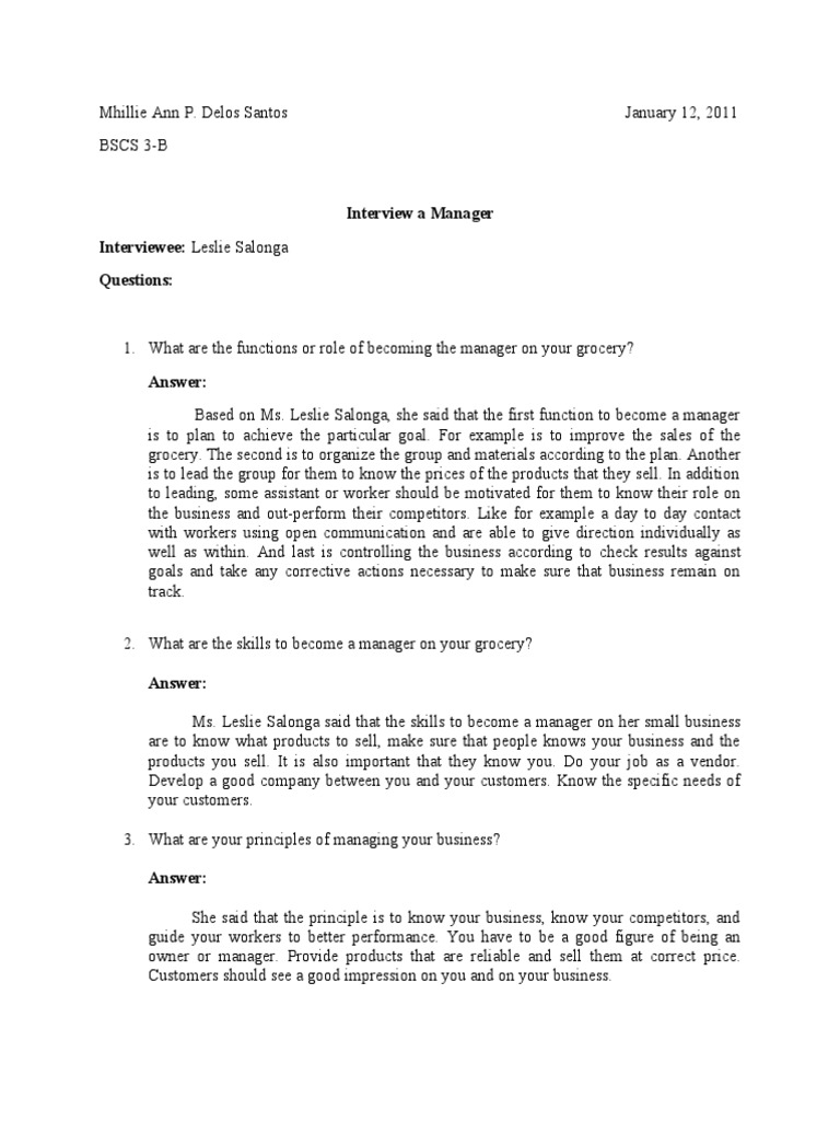 Insights from Grocery Manager Interview | PDF | Business | Self-Improvement
