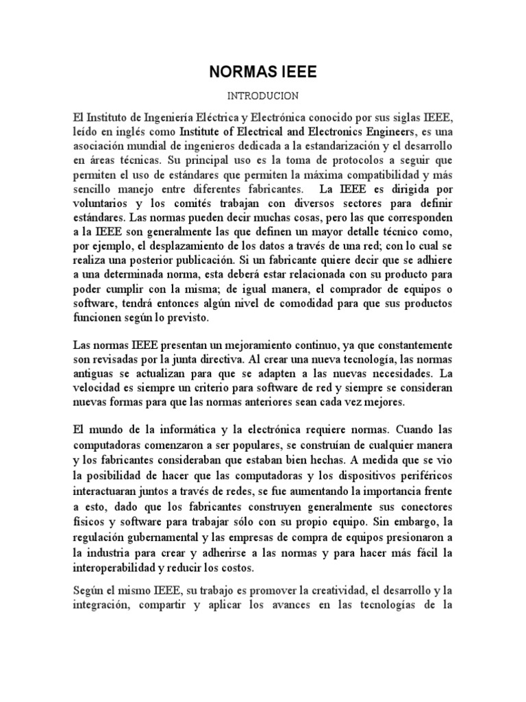 Normas Ieee | PDF | Instituto de Ingenieros Eléctricos y Electrónicos ...