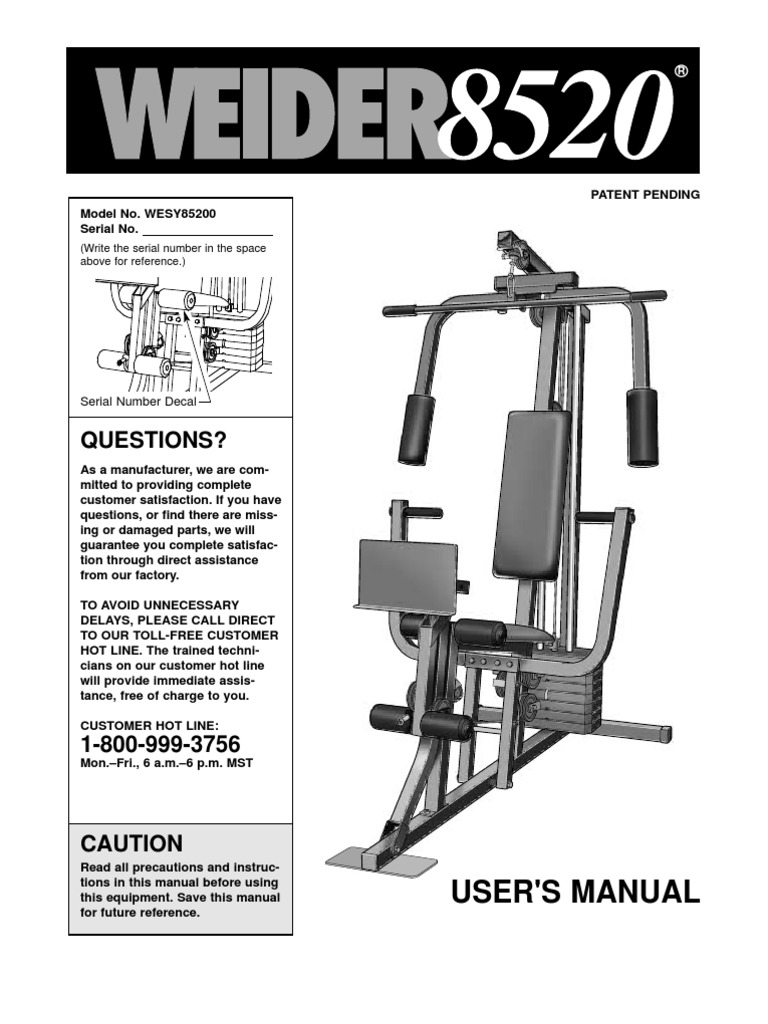 Weider 8520 Weight Machine WESY8520.0-132714 | PDF