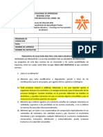 Reconocimiento de Aprendizajes Previos Cuestionario Control de Calidad en Alimento