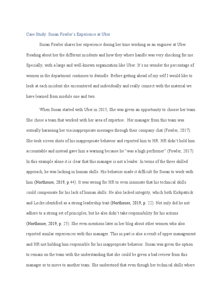 Susan Fowler's Uber Experience: A Case Study | PDF | Social Psychology ...