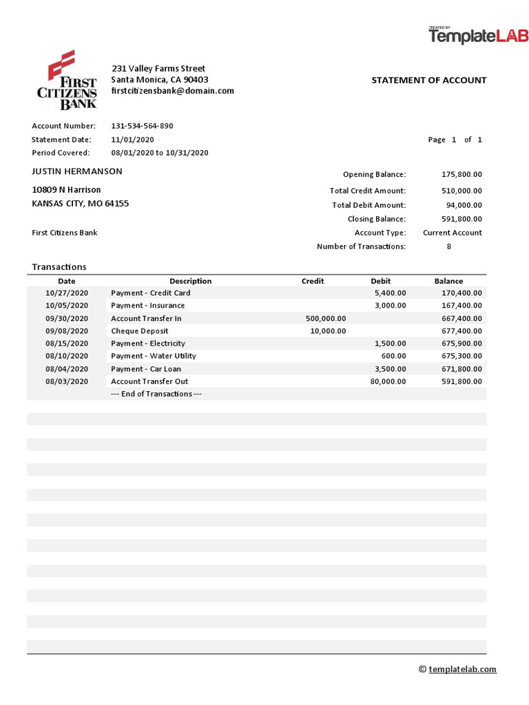 Bank Statement PDF