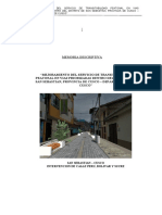 Memoria Del Mejoramiento Del Servicio de Transitabilidad Peatonal en Vias Priorizadas Dentro Del Distrito de San Sebastian
