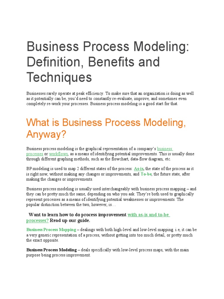 Business Process Modeling | PDF