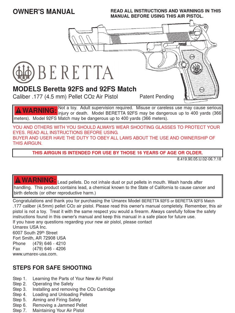 beretta92fspellet gun manual Trigger (Firearms) Gun Barrel