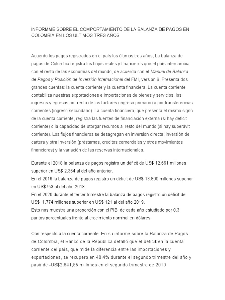 Balanza de Pagos en Colombia | PDF | Balance de pagos | Economias