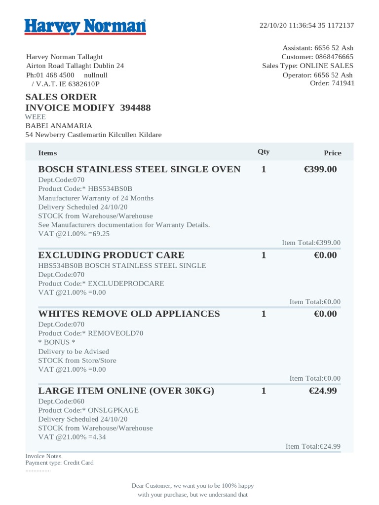 Harvey Norman Tallaght 394488 22.10.20 PDF Value Added Tax