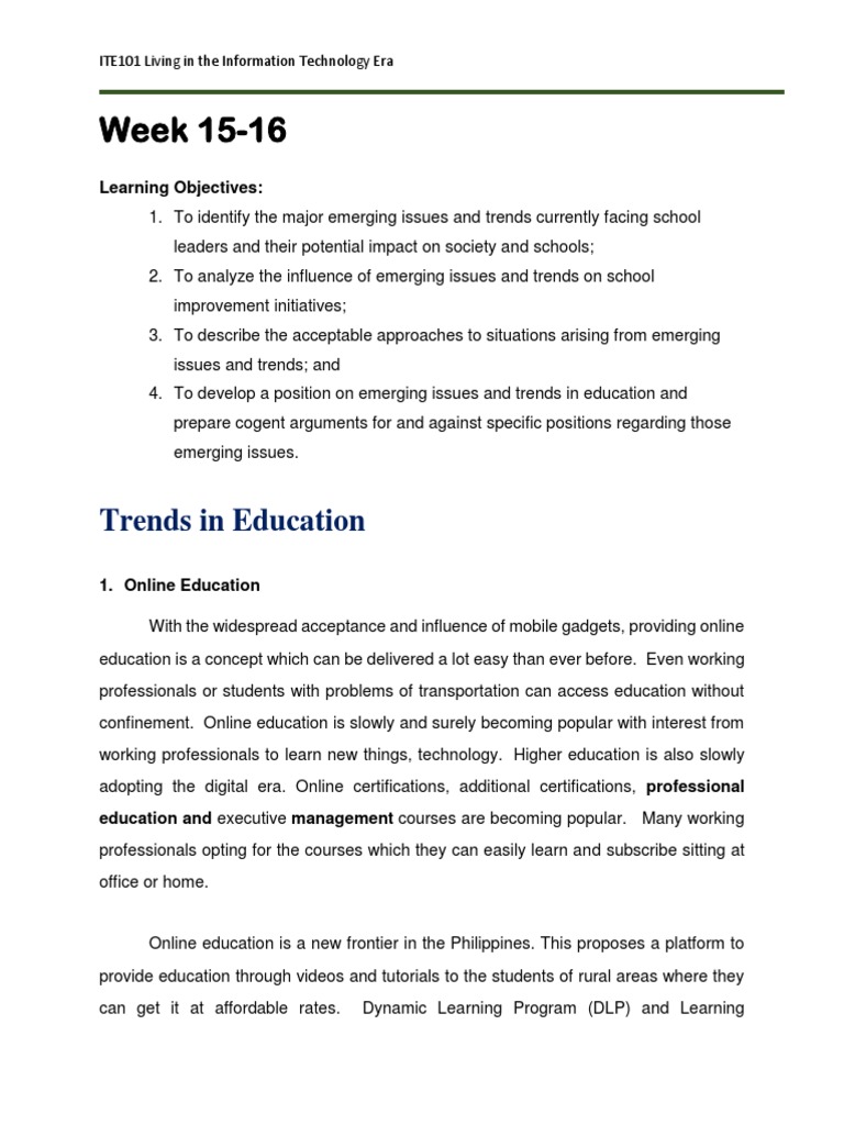 ITE101 Living in The IT Era Week 15-16 | PDF | Educational Technology ...