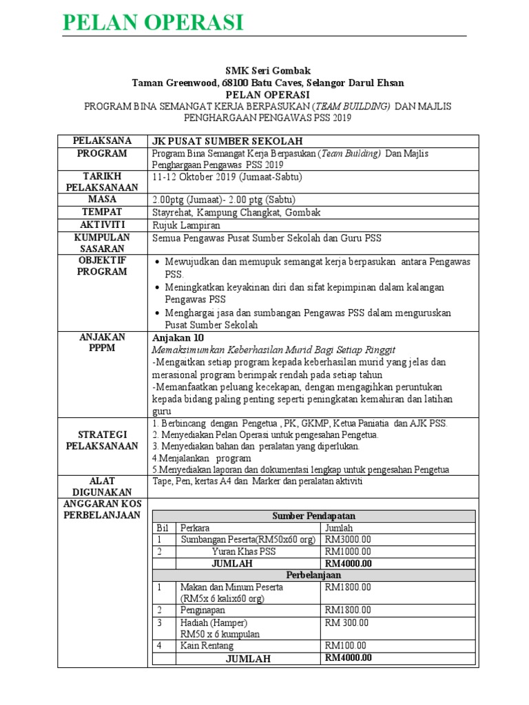 Program Team Building di Stayrehat Gombak | PDF