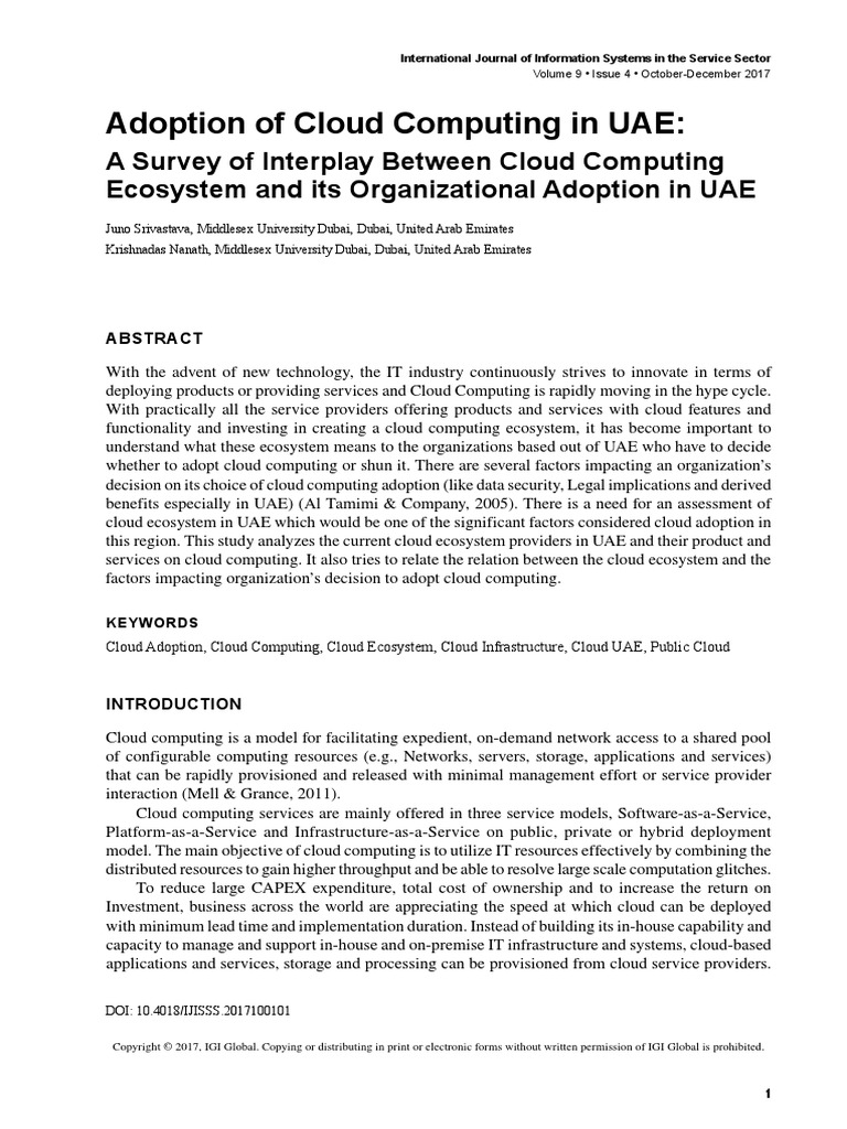 Adoption of Cloud Computing in UAE | PDF | Cloud Computing | Platform ...
