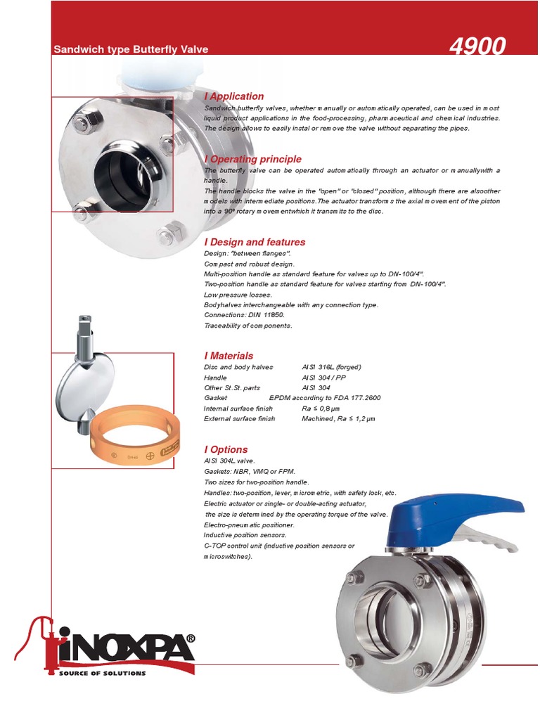 Sandwich Type Butterfly Valve: I Application | PDF | Valve | Actuator