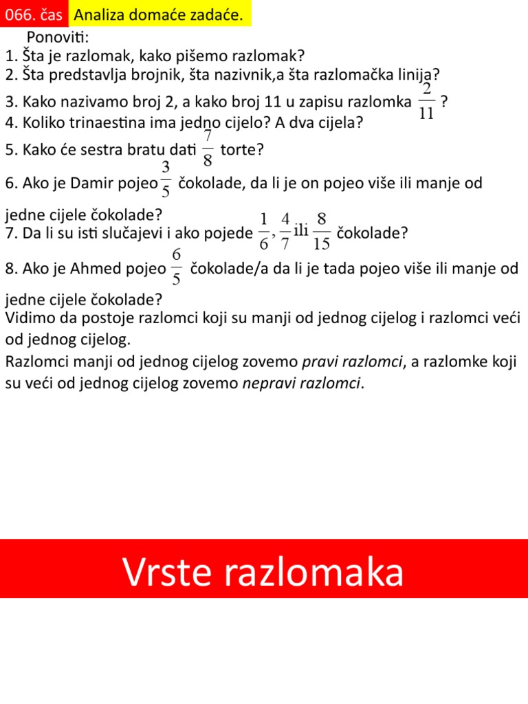 Vrste Razlomaka | PDF