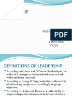Leadership: Presented by ., Ramya C.V., I Year Mba, (VTU)