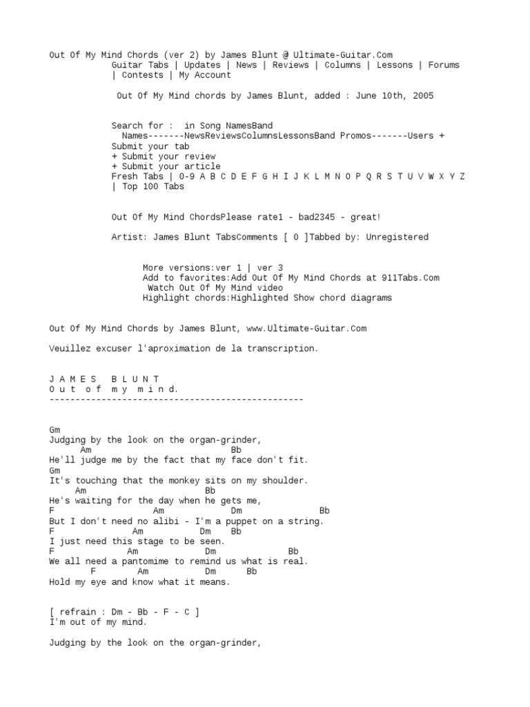 James Blunt Guitar Chords