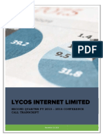 Lycos Internet Limited: Second Quarter Fy 2015 - 2016 Conference Call Transcript