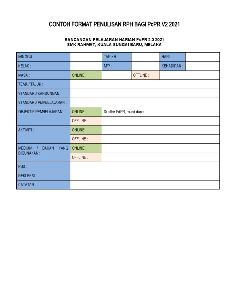 Format RPH PDPR V2.0 | PDF
