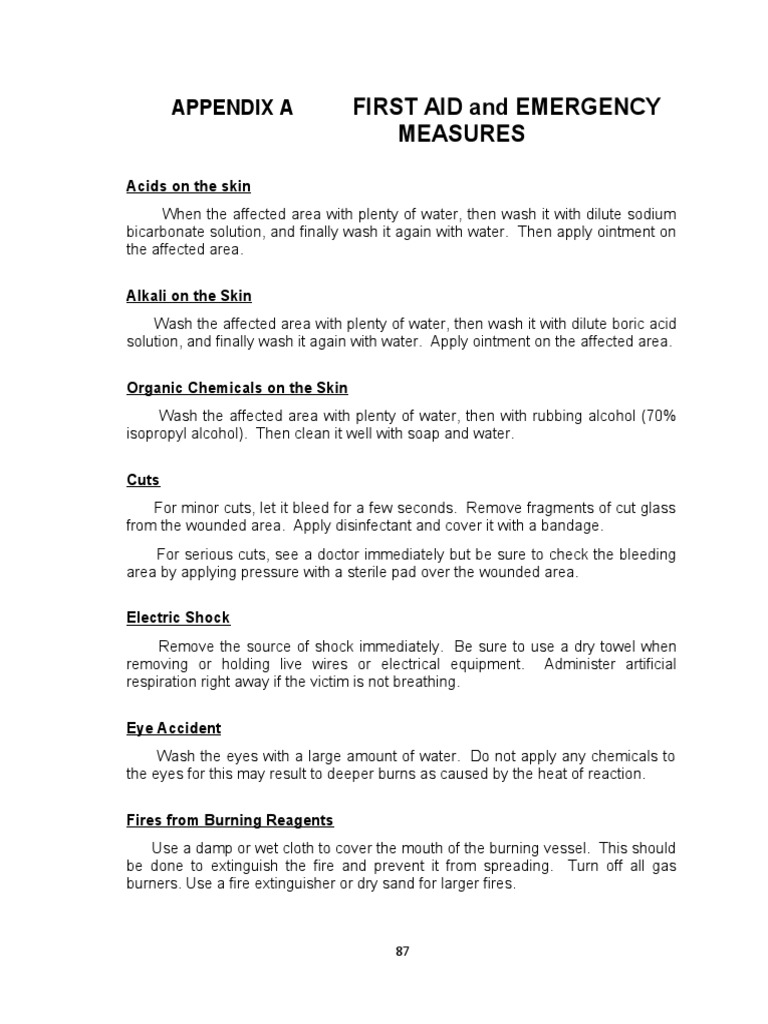 APPENDIX A FIRST AID and EMERGENCY PDF Burn First Aid