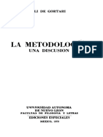 La Metodología: Una Discusión - Eli de Gortari