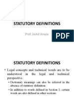 Statutory Definitions: Prof. Javed Anwar