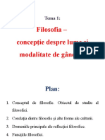 Filosofia - Concepţie Despre Lume Şi Modalitate de Gândire: Tema 1