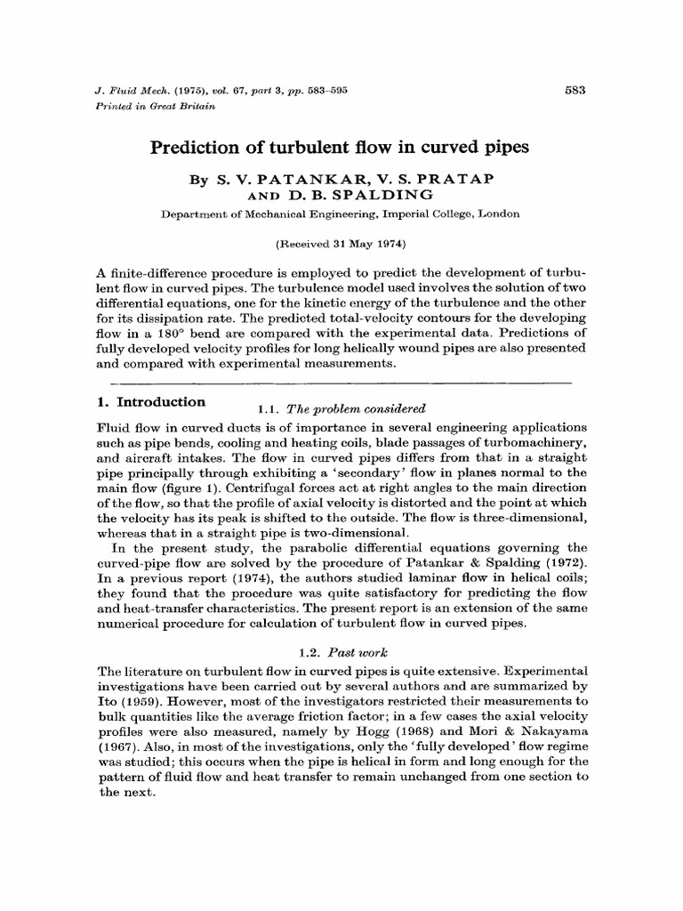 Turbulent Flow Prediction in Curved Pipes | PDF | Turbulence | Fluid ...
