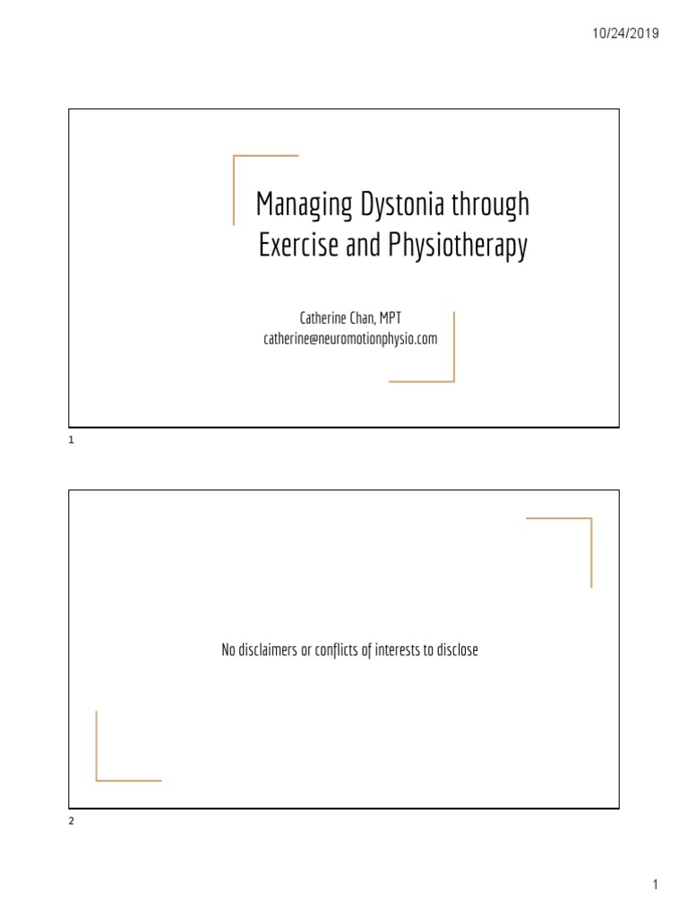 Managing Dystonia Through Exercise and Physiotherapy PDF Dystonia