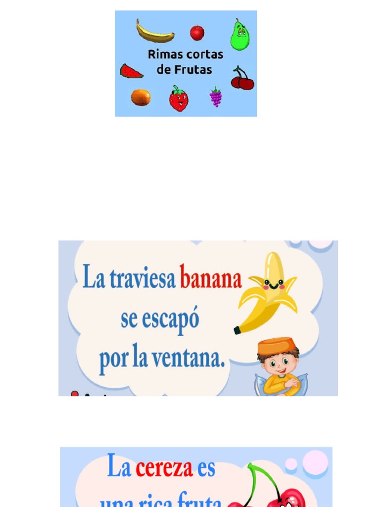 Rimas Cortas de Frutas para Niños | PDF