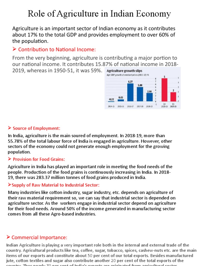 Agriculture's Role in India's Economy | PDF | Economy Of India ...