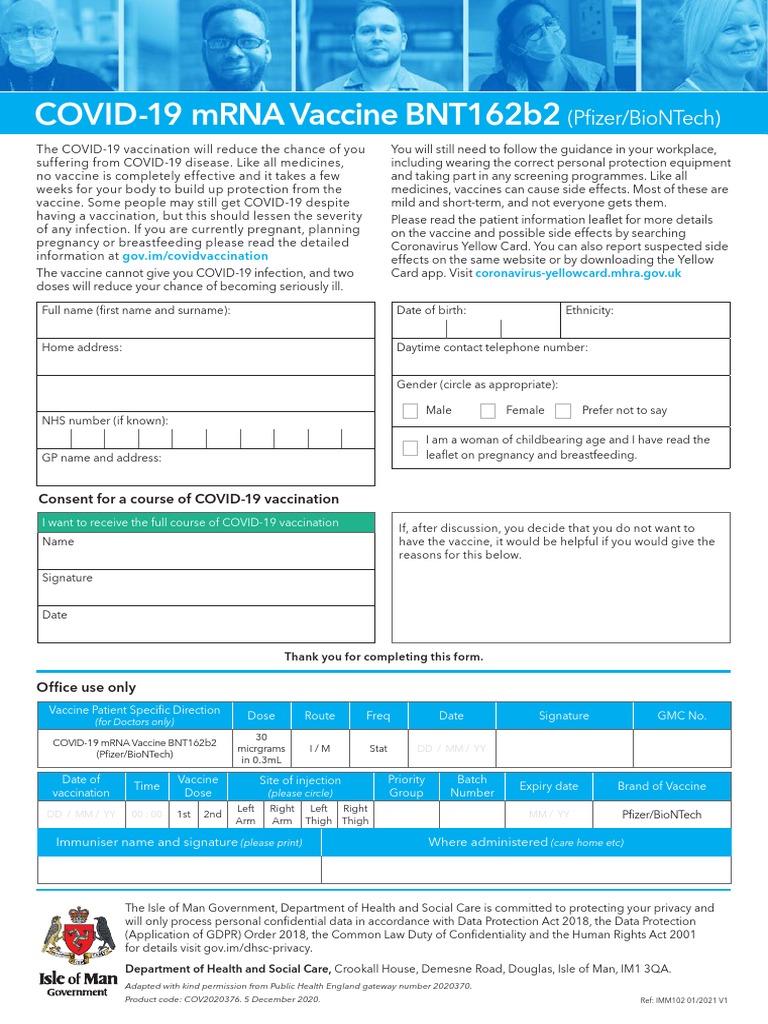 COVID-19 Vaccine Patient Consent Form | PDF | Medicine | Health Sciences