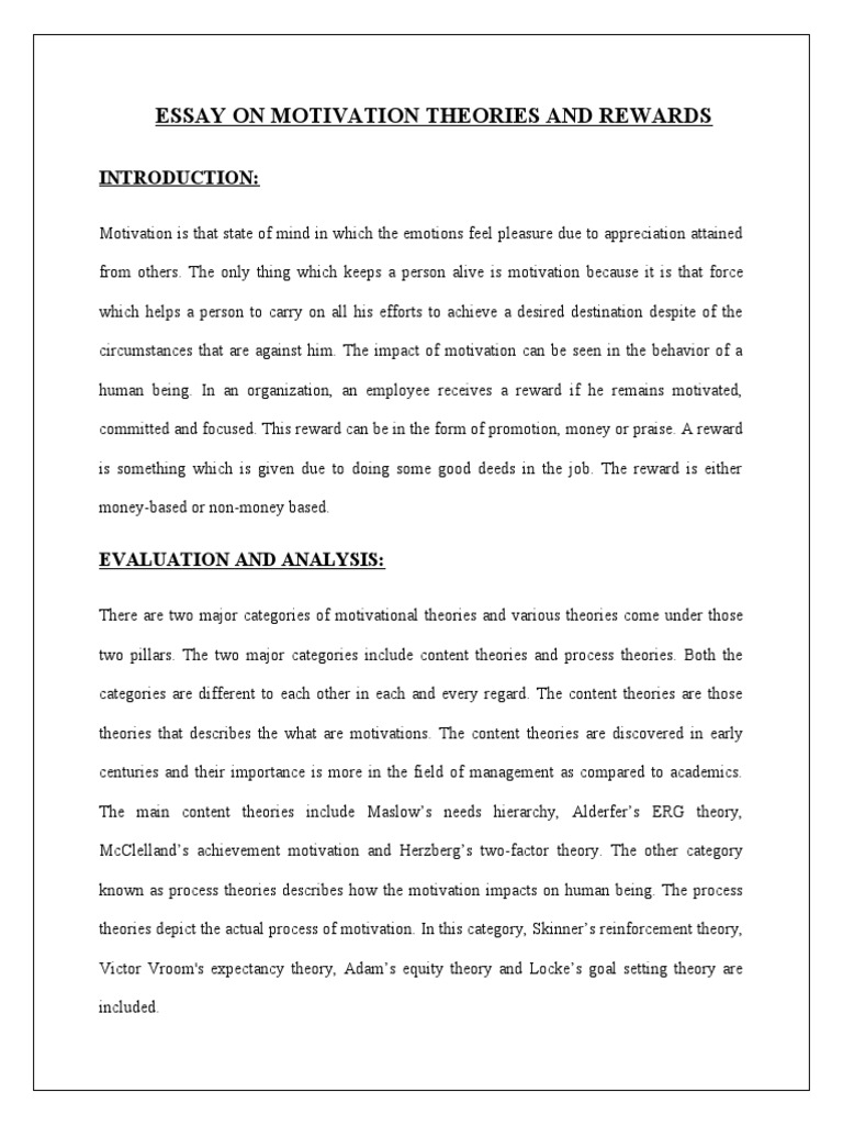 essay questions on motivation theories