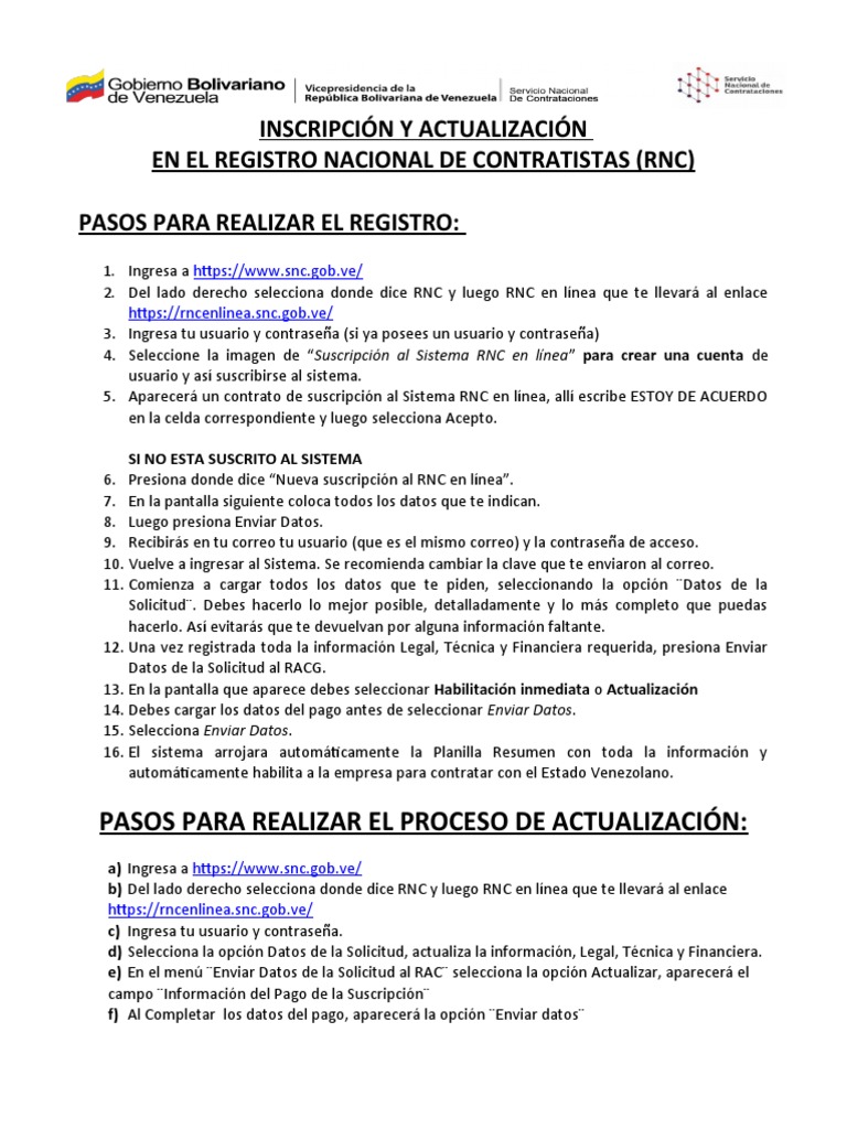 Guía para Inscripción y Actualización RNC | PDF | Contraseña | Usuario ...