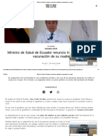 Ministro de Salud de Ecuador Renuncia Tras Escándalo Por Vacunación de Su Madre