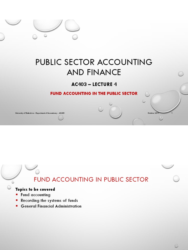 Public Sector Accounting and Finance Ac403 Lecture 4 PDF Fund