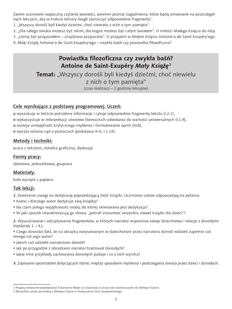 Sprawdzian Z Małego Księcia Klasa 2 Gimnazjum