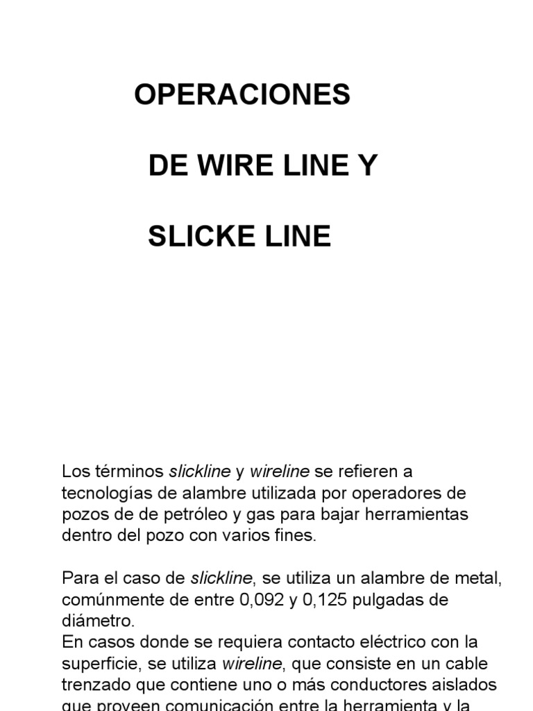 Operaciones de Slickline y Wireline | PDF