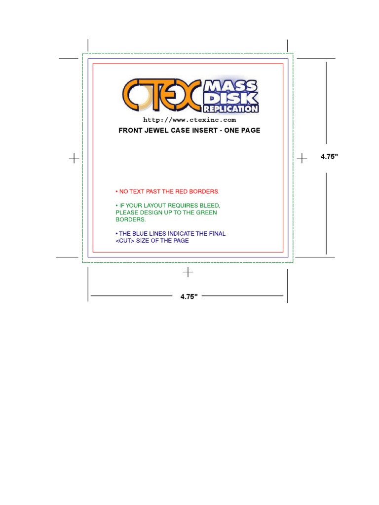 Front Jewel Case Insert Template 4.75