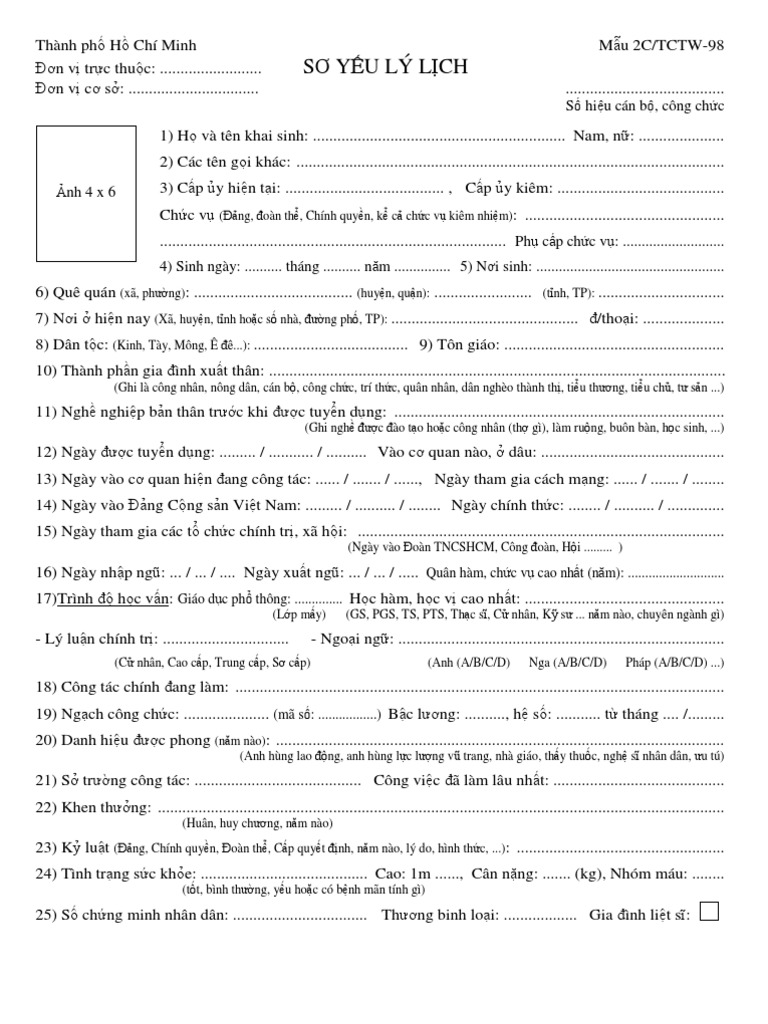 Image Nghệ sĩ Nhân dân Công Lý image beautiful image beautiful - Document3322 - Mau Ly Lich 2C TCTW98 | PDF