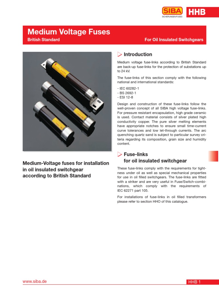 MediumVoltage Fuses for Installation in Oil Insulated Switchgear