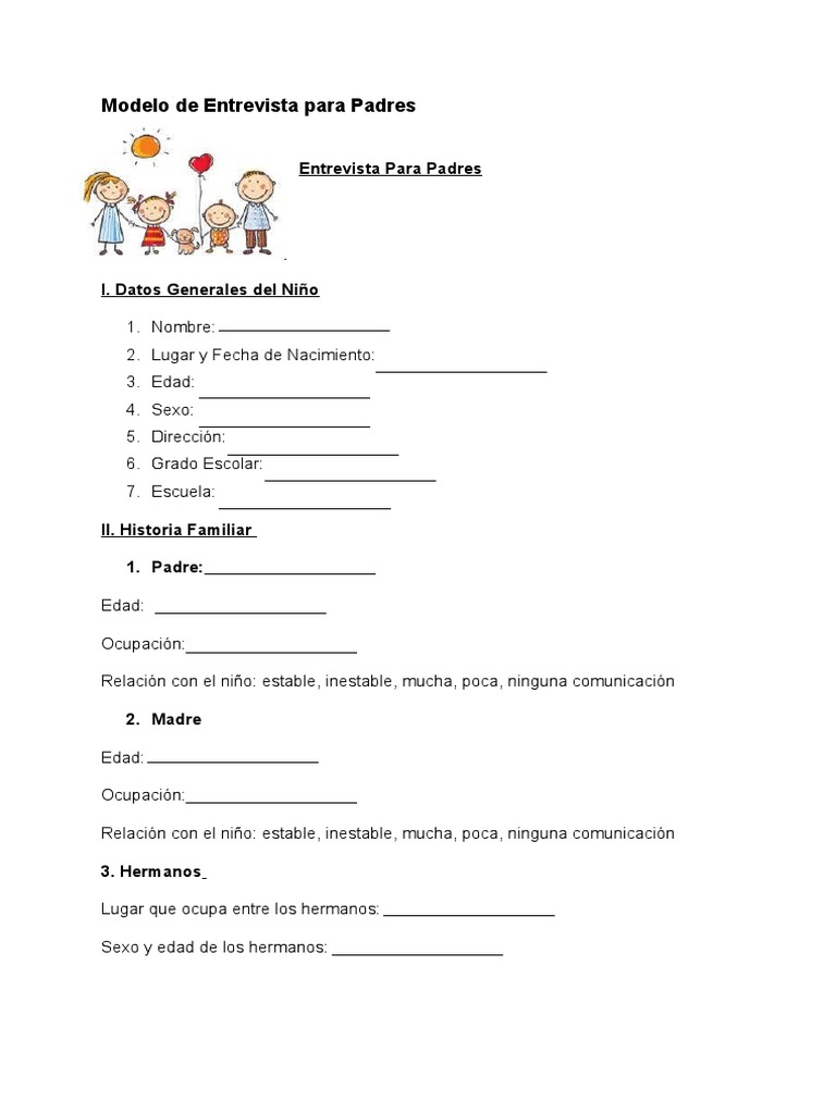 Modelo de Entrevista para Padres Pasantia | PDF