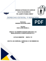 Ana Samudio Solis. Ensayo. El Moderno Municipio Mexicano y Su Regulación en La Constitución de 1917