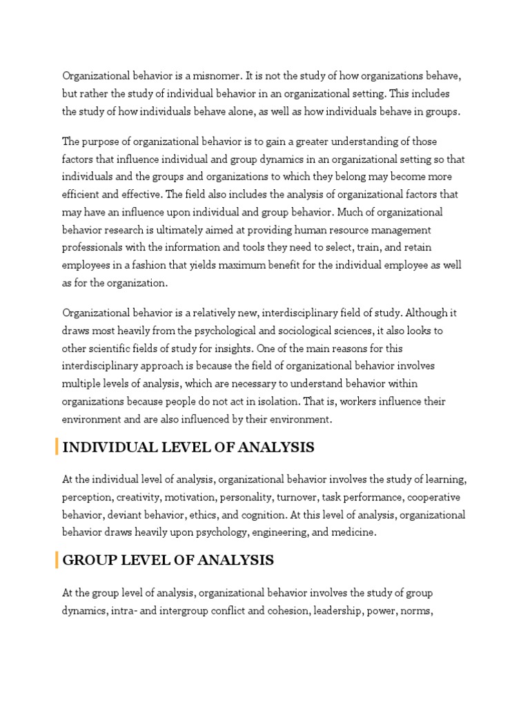 Understanding Organizational Behavior Dynamics | PDF | Organizational ...