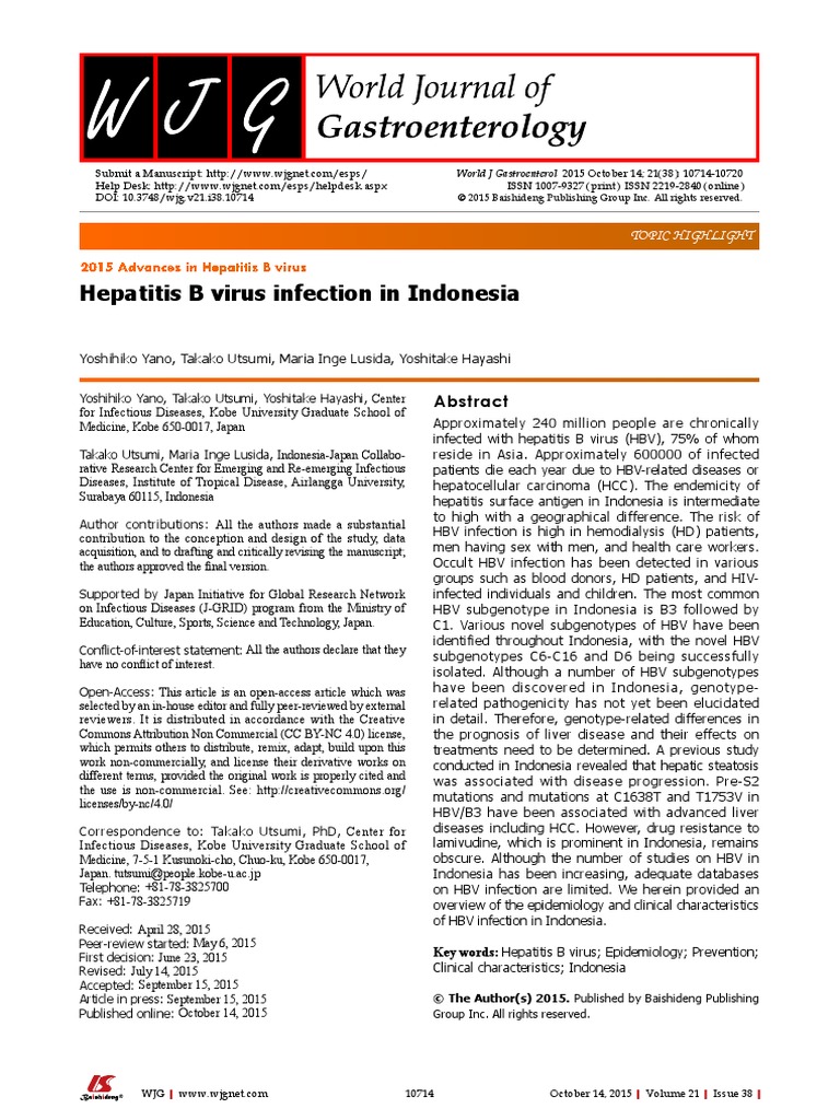 Hepatitis B Virus Infection in Indonesia | PDF | Hepatitis B | Hepatitis