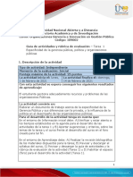 Guía de actividades y rúbrica de evaluación Unidad 1 – Tarea  1 Especificidad de la gerencia pública, política y organizaciones públicas