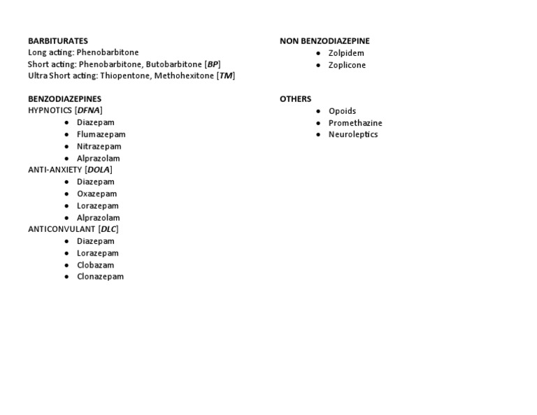 Overview of Barbiturates and Benzodiazepines | PDF