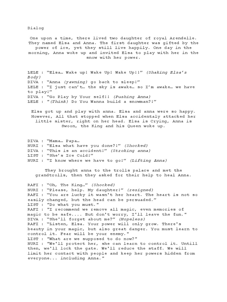Elsa and Anna: A Frozen Dialogue | PDF | Art