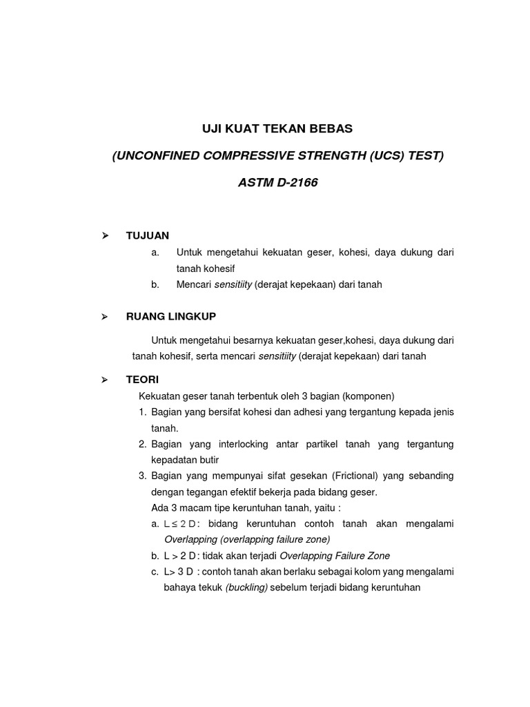 Uji Kuat Tekan Tanah Kohesif | PDF