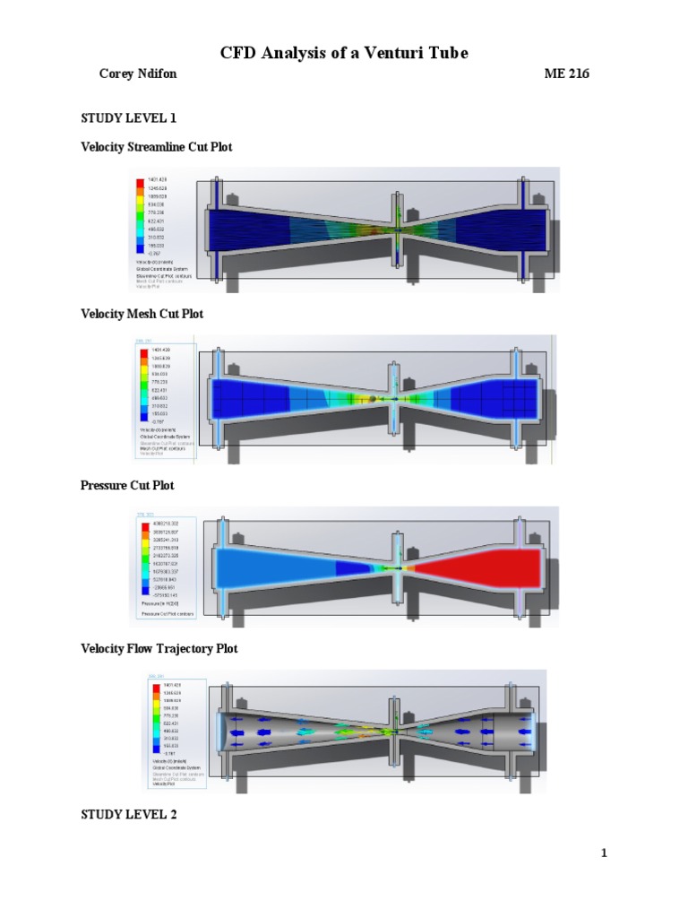 CFD Analysis of A Venturi Tube Corey Ndifon ME 216 PDF