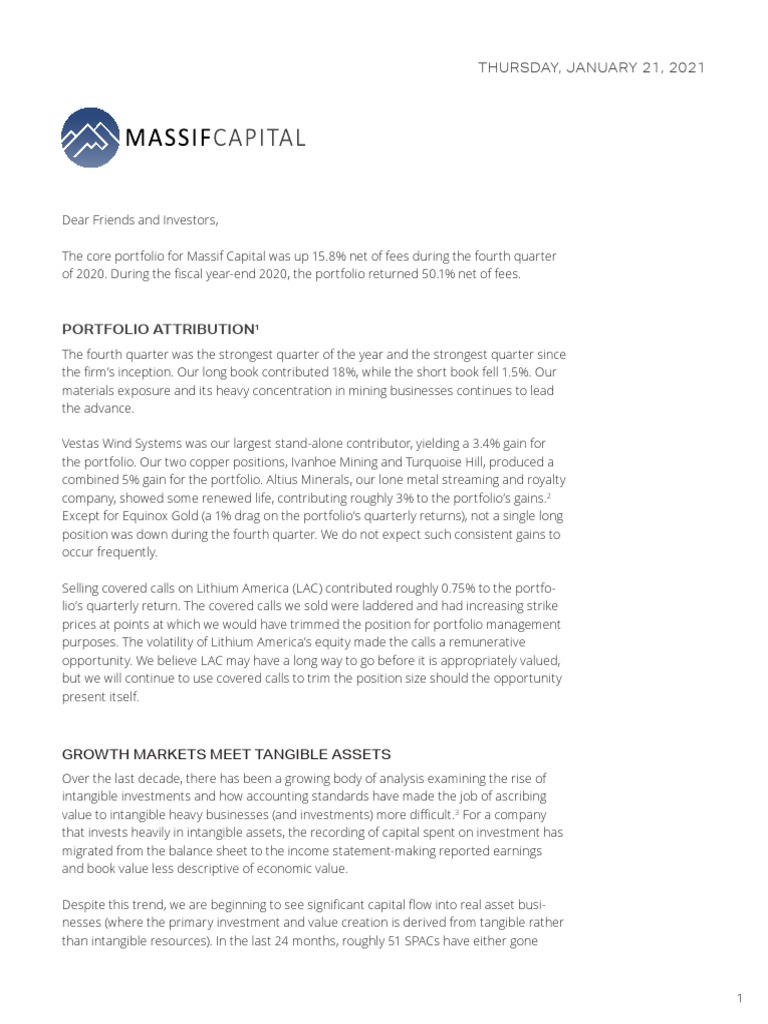 2020 Massif Capital Portfolio Review | PDF | Discounted Cash Flow ...