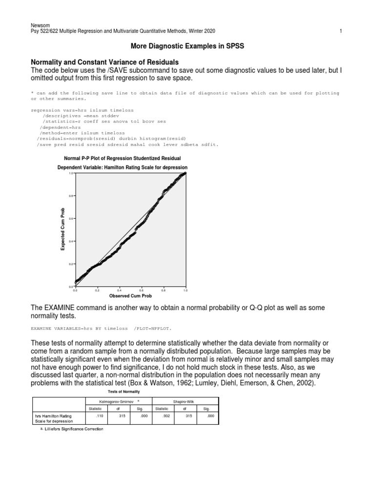 SPSS Regression Diagnostics Guide | PDF | Dependent And Independent ...