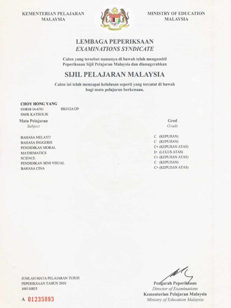 SPM Certificate  PDF